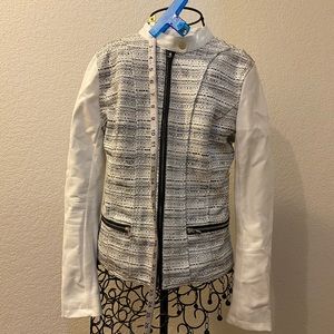 Express Peplum White Zip Cuff Jacket size Small